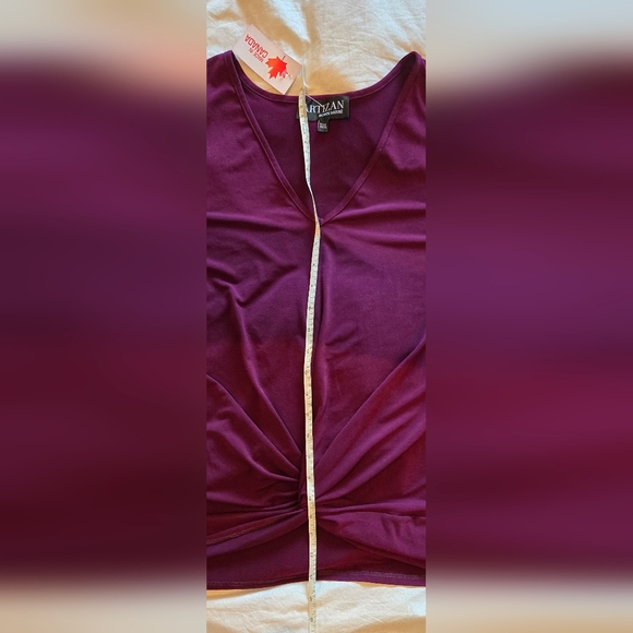 CDN! Robin Barré; Size XL; Burgundy/Purple Long Sleeve Top; Twist Knot at Bottom - Picture 7 of 14